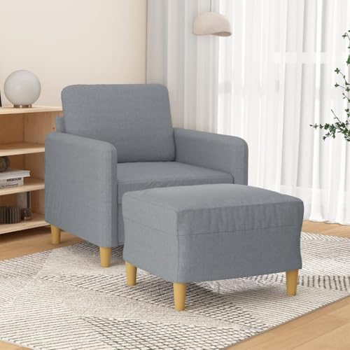 Sessel mit Hocker Hellgrau 60 cm Stoff, Robustes Metallgestell, Bequeme Polsterung für Wohnzimmer, Schlafzimmer, Lounge, Modernes Design, Max. 110 kg Belastbarkeit Sessel mit Hocker Hellgrau 60 cm Stoff, Robustes Metallgestell, Bequeme Polsterung für Wohnzimmer, Schlafzimmer, Lounge, Modernes Design, Max. 110 kg Belastbarkeit von YuuSsea