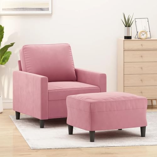 Sessel mit Hocker Rosa 60 cm Samt, Beistellhocker, Wohnzimmer Schlafzimmer Möbel Set, Robustes Metallgestell, Gemütlicher Polstersessel Sessel mit Hocker Rosa 60 cm Samt, Beistellhocker, Wohnzimmer Schlafzimmer Möbel Set, Robustes Metallgestell, Gemütlicher Polstersessel von YuuSsea