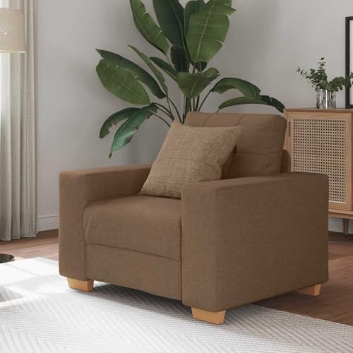 Sofa-Sessel Braun 60 cm Stoff, Gemütlicher Loungesessel für Wohnzimmer, Schlafzimmer, Robustes Holzgestell, Modernes Design, Hoher Komfort für Entspannung von YuuSsea