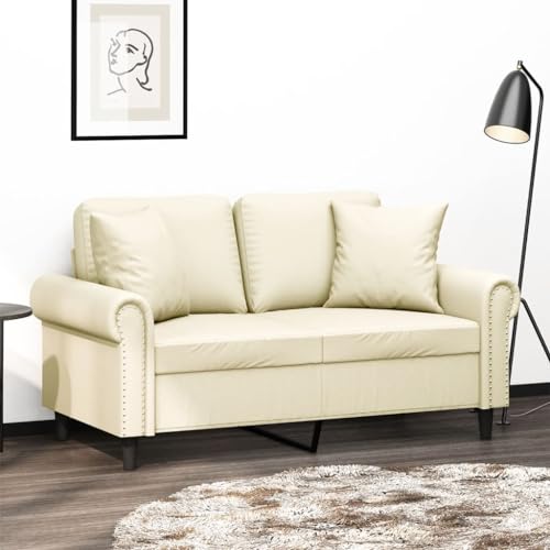 YuuSsea 2-Sitzer-Sofa, Creme Kunstleder, 120 cm Sitzbreite, mit 2 Zierkissen, Metallgestell, Langlebiges Wohnzimmer-Lounge-Möbel für Komfort und Stil YuuSsea 2-Sitzer-Sofa, Creme Kunstleder, 120 cm Sitzbreite, mit 2 Zierkissen, Metallgestell, Langlebiges Wohnzimmer-Lounge-Möbel für Komfort und Stil von YuuSsea