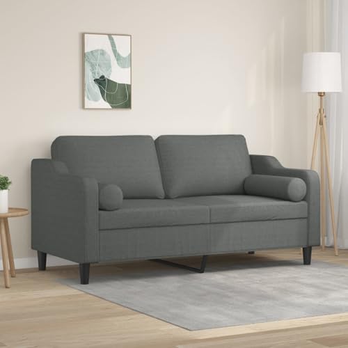 YuuSsea 2-Sitzer-Sofa, Dunkelgrau, 140 cm Sitzbreite, Stoffbezug, Metallgestell, mit 2 Zierkissen, für Wohnzimmer, Schlafzimmer, Bequeme Möbel von YuuSsea