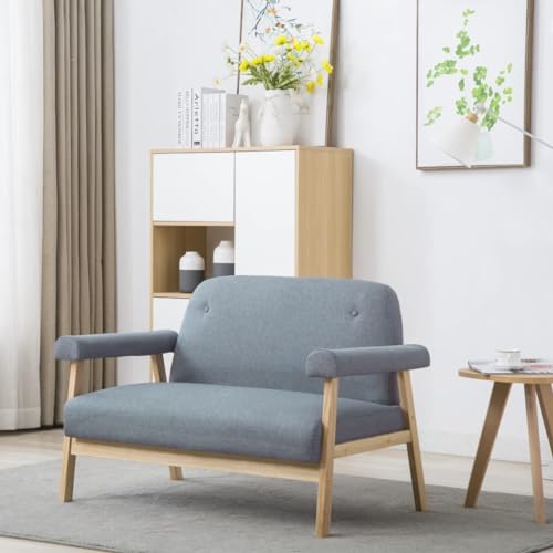 YuuSsea 2-Sitzer-Sofa, Hellgrau Stoffbezug, Massivholzrahmen, 115x69x75 cm, Bequeme Polsterung für Wohnzimmer, Schlafzimmer, Büro, Ideal zum Entspannen und Lesen von YuuSsea