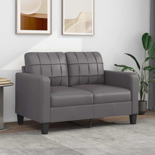 YuuSsea 2-Sitzer Sofa Grau, 120 cm Breite, Kunstleder, Metallrahmen, für Wohnzimmer und Schlafzimmer, bequemes Sitzmöbel von YuuSsea