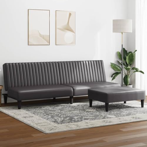 YuuSsea 2-TLG. Sofagarnitur Grau Kunstleder, Schlafsofa mit Fußhocker, 200x84,5x69 cm, verstellbar, für Wohnzimmer, Gästezimmer, modernes Design YuuSsea 2-TLG. Sofagarnitur Grau Kunstleder, Schlafsofa mit Fußhocker, 200x84,5x69 cm, verstellbar, für Wohnzimmer, Gästezimmer, modernes Design von YuuSsea