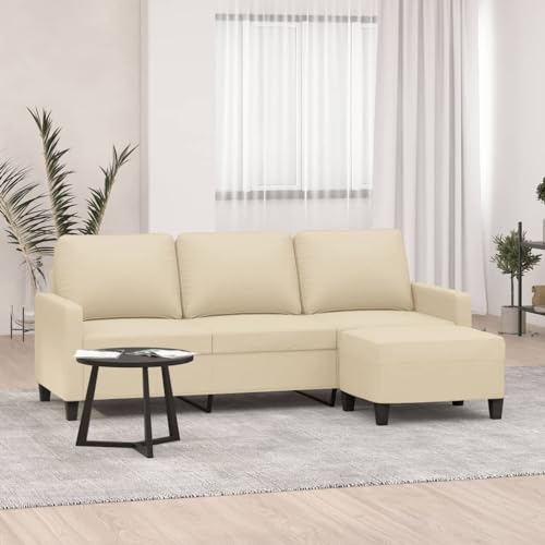 YuuSsea 3-Sitzer-Sofa mit Hocker, Creme, 198 cm Gesamtbreite, Stoffbezug, Metallgestell, für Wohnzimmer und Lounge, gemütliches Möbelstück YuuSsea 3-Sitzer-Sofa mit Hocker, Creme, 198 cm Gesamtbreite, Stoffbezug, Metallgestell, für Wohnzimmer und Lounge, gemütliches Möbelstück von YuuSsea