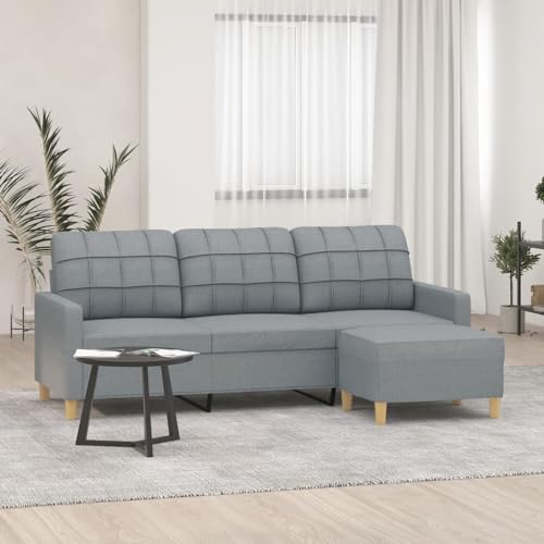 YuuSsea 3-Sitzer-Sofa mit Hocker, Hellgrau, 180 cm Sitzbreite, strapazierfähiger Stoff, Metallgestell, für Wohnzimmer, gemütliche Lounge YuuSsea 3-Sitzer-Sofa mit Hocker, Hellgrau, 180 cm Sitzbreite, strapazierfähiger Stoff, Metallgestell, für Wohnzimmer, gemütliche Lounge von YuuSsea