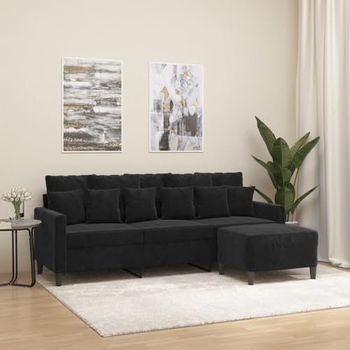 YuuSsea 3-Sitzer-Sofa mit Hocker, Schwarz, 198 cm Samt, Metallgestell, Wohnzimmer-Möbel, Bequeme Lounge-Couch für Zuhause YuuSsea 3-Sitzer-Sofa mit Hocker, Schwarz, 198 cm Samt, Metallgestell, Wohnzimmer-Möbel, Bequeme Lounge-Couch für Zuhause von YuuSsea