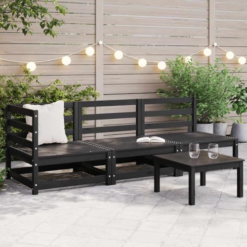 YuuSsea 3-TLG. Garten-Lounge-Set, Schwarz, Massivholz Kiefer, für Patio Outdoor Möbel, Sofa Stück, ideal für entspannte Stunden YuuSsea 3-TLG. Garten-Lounge-Set, Schwarz, Massivholz Kiefer, für Patio Outdoor Möbel, Sofa Stück, ideal für entspannte Stunden von YuuSsea