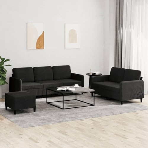 YuuSsea 3-TLG. Sofagarnitur Schwarz Samt, Robuste Wohnzimmer Couch mit Hocker, Bequemes Polstersofa Set für Zuhause, 2-Sitzer & 3-Sitzer YuuSsea 3-TLG. Sofagarnitur Schwarz Samt, Robuste Wohnzimmer Couch mit Hocker, Bequemes Polstersofa Set für Zuhause, 2-Sitzer & 3-Sitzer von YuuSsea