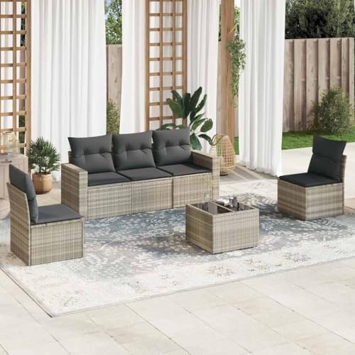 YuuSsea 6-TLG. Garten-Lounge-Set, Hellgrau Poly Rattan, UV-beständig, modular für Terrasse, Balkon, Außenbereich YuuSsea 6-TLG. Garten-Lounge-Set, Hellgrau Poly Rattan, UV-beständig, modular für Terrasse, Balkon, Außenbereich von YuuSsea