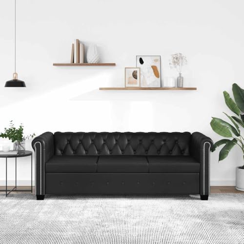 YuuSsea Chesterfield-Sofa 3-Sitzer, Kunstleder Schwarz, 200,5 cm breit, Elegantes Design für Wohnzimmer und Büro, Bequeme Couch mit Knopfheftung, strapazierfähig YuuSsea Chesterfield-Sofa 3-Sitzer, Kunstleder Schwarz, 200,5 cm breit, Elegantes Design für Wohnzimmer und Büro, Bequeme Couch mit Knopfheftung, strapazierfähig von YuuSsea