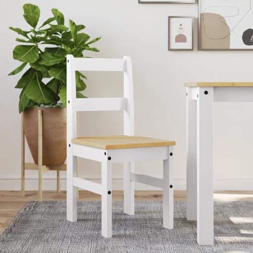 YuuSsea Essstühle 2er Set, Panama Massivholz Kiefer Weiß, 40x46x90 cm, Stühle für Küche Esszimmer Wohnzimmer von YuuSsea