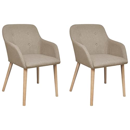 YuuSsea Esszimmerstühle 2er-Set, Beige Stoffbezug, Bequeme Armlehnstühle aus massivem Eichenholz für Küche und Wohnzimmer, Modernes Design von YuuSsea