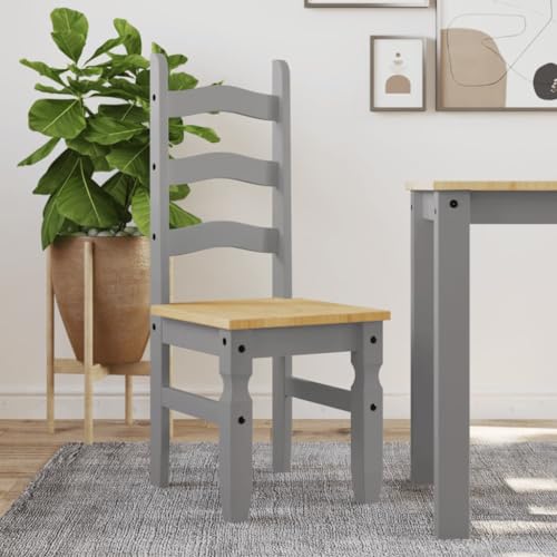YuuSsea Esszimmerstühle 2er Set, Corona Grau, aus massivem Kiefernholz, 42x47x107 cm, für Küche und Essbereich, Holzstühle mit hoher Rückenlehne von YuuSsea
