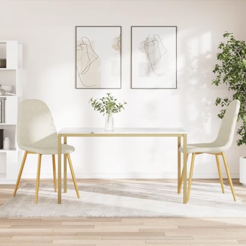 YuuSsea Esszimmerstühle 2er Set, Cremeweißer Samt Küchenstuhl, Moderne Polsterstühle mit Verchromten Goldbeinen für Esszimmer, Wohnzimmer YuuSsea Esszimmerstühle 2er Set, Cremeweißer Samt Küchenstuhl, Moderne Polsterstühle mit Verchromten Goldbeinen für Esszimmer, Wohnzimmer von YuuSsea