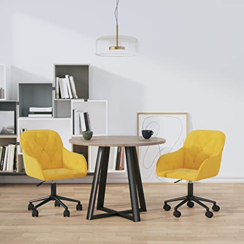 YuuSsea Esszimmerstühle 2er Set, Drehbar, Gelb Samt Bezug, Höhenverstellbar, Rollen, für Esszimmer und Küche, Modernes Design von YuuSsea