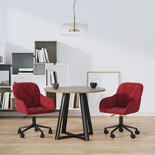 YuuSsea Esszimmerstühle 2er Set, Drehbar, Weinroter Samt, Höhenverstellbar, mit Rollen für Esszimmer & Küche, Modernes Design von YuuSsea