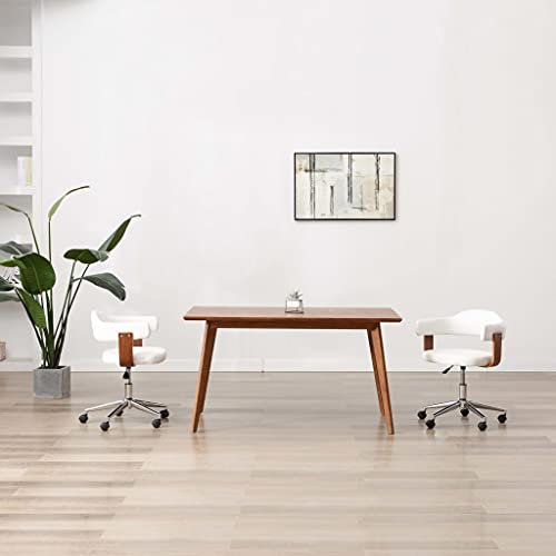 YuuSsea Esszimmerstühle 2er Set, Drehbar, Weiß, Modernes Design, Bugholz & Kunstleder, Höhenverstellbar für Küche & Büro von YuuSsea