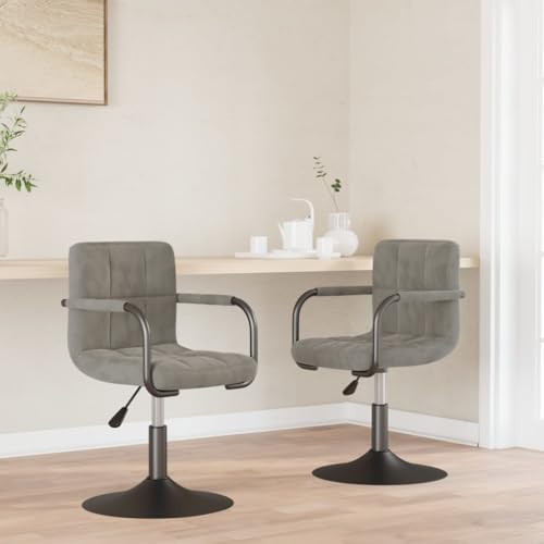 YuuSsea Esszimmerstühle 2er Set, Drehstühle Hellgrau Samt, Höhenverstellbar mit Armlehnen, 360° Drehbar für Küche & Esszimmer, Modernes Design YuuSsea Esszimmerstühle 2er Set, Drehstühle Hellgrau Samt, Höhenverstellbar mit Armlehnen, 360° Drehbar für Küche & Esszimmer, Modernes Design von YuuSsea