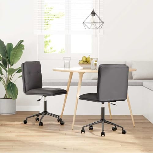 YuuSsea Esszimmerstühle 2er Set, Grau Kunstleder Esszimmerstuhl, Höhenverstellbar, Modern Design mit Robustem Metallgestell für Küche, Wohnzimmer & Büro von YuuSsea