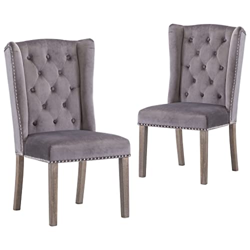 YuuSsea Esszimmerstühle 2er Set, Grau Samt, mit Massivholzbeinen, Polsterstuhl für Küche, Wohnzimmer, Essbereich, Hohe Rückenlehne YuuSsea Esszimmerstühle 2er Set, Grau Samt, mit Massivholzbeinen, Polsterstuhl für Küche, Wohnzimmer, Essbereich, Hohe Rückenlehne von YuuSsea