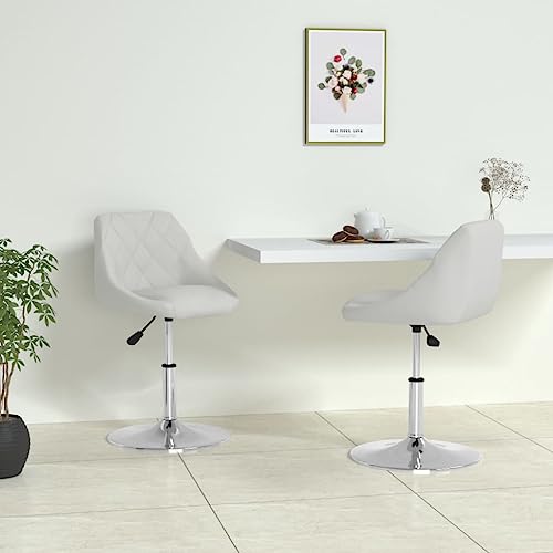 YuuSsea Esszimmerstühle 2er Set, Höhenverstellbar, 360° Drehbar, Kunstleder Weiß, Modern, für Küche, Essbereich & Büro von YuuSsea
