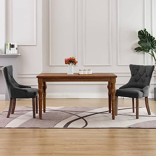 YuuSsea Esszimmerstühle 2er-Set, Modern, Grau Stoff, Bequeme Küchenstühle mit Knopfpolsterung, Stabile Holzbeine, für Esszimmer von YuuSsea
