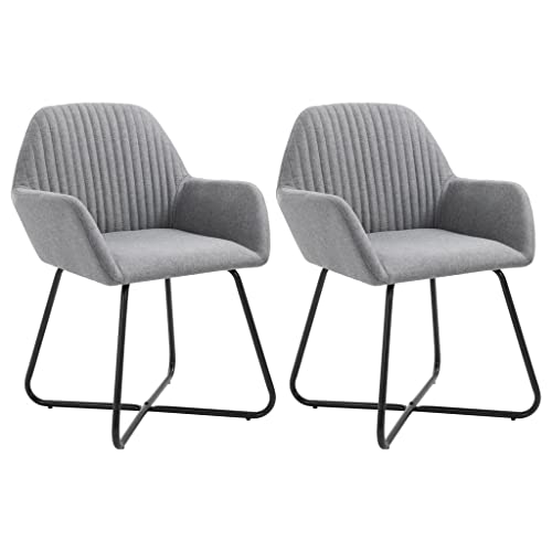 YuuSsea Esszimmerstühle 2er Set, Modern Hellgrau Stoff, Gemütliche Stühle mit Armlehnen für Esszimmer, Wohnzimmer, Küche von YuuSsea