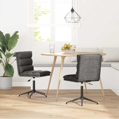 YuuSsea Esszimmerstühle 2er-Set, Schwarz Kunstleder, Modern, Höhenverstellbar, Metallgestell, für Küche und Wohnzimmer geeignet von YuuSsea