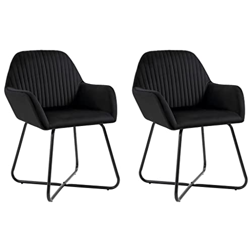 YuuSsea Esszimmerstühle 2er Set, Schwarz Samt, Moderne Polsterstühle für Küche und Wohnzimmer, Bequeme Armlehnstühle mit Stahlbeinen von YuuSsea