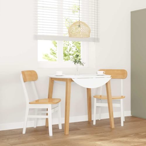 YuuSsea Esszimmerstühle 2er-Set, Weiß, Massivholz Gummibaum, Ergonomisches Design, Stabile Holzfüße, Perfekt für Küche & Wohnzimmer von YuuSsea