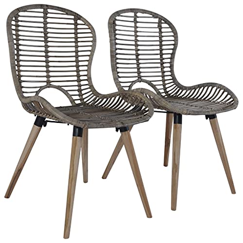 YuuSsea Esszimmerstühle 2er Set Braun, Natur Rattan Stühle, Holzbeine für Küche, Wohnzimmer, Esszimmer, Stabil & Langlebig von YuuSsea