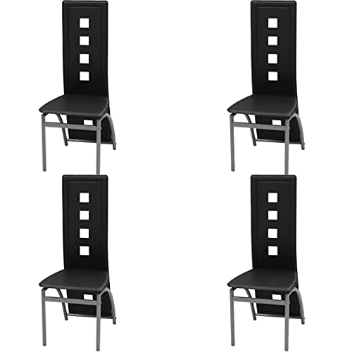 YuuSsea Esszimmerstühle 4 STK., Modern Schwarz Kunstleder, Hohe Rückenlehne, Ergonomisches Design für Küche & Esszimmer von YuuSsea