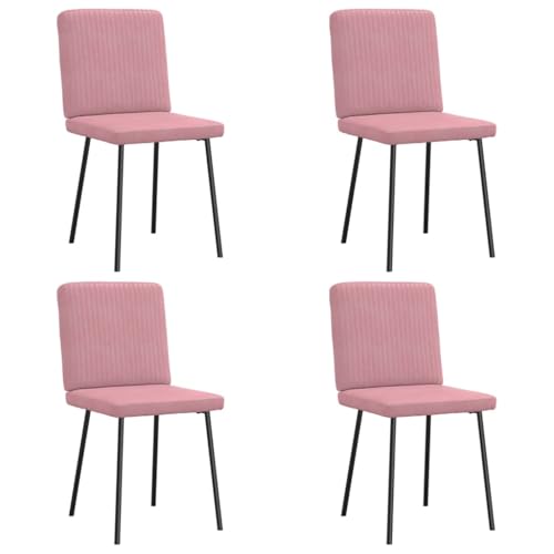 YuuSsea Esszimmerstühle 4 STK., Rosa Samt, Modernes Design für Esszimmer & Wohnzimmer, Bequemer Polsterstuhl mit Metallbeinen von YuuSsea