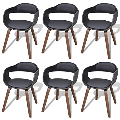 YuuSsea Esszimmerstühle 6 STK. Schwarz Bugholz Kunstleder, Ergonomische Design Esszimmerstühle, Komfortable Moderne Stühle für Küche, Esszimmer von YuuSsea