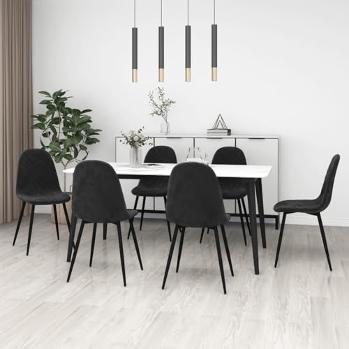 YuuSsea Esszimmerstühle 6 STK. Schwarz Samt, Ergonomische Küchenstühle mit Metallbeinen, Komfortable Stühle für Esszimmer, Wohnzimmer von YuuSsea