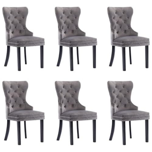 YuuSsea Esszimmerstühle 6er-Set, Grau Samt Bezug, Robuste Holzbeine, Modernes Design für Küche und Esszimmer von YuuSsea