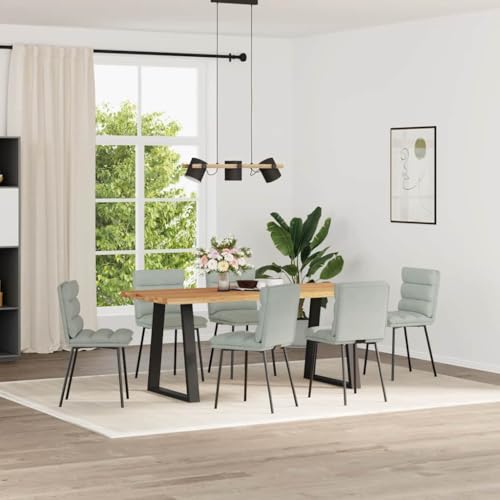 YuuSsea Esszimmerstühle 6er-Set, Hellgrau Samt, Komfortable Polsterung für Esszimmer, Wohnzimmer, Küche, Modernes Design, Robuste Metallbeine von YuuSsea