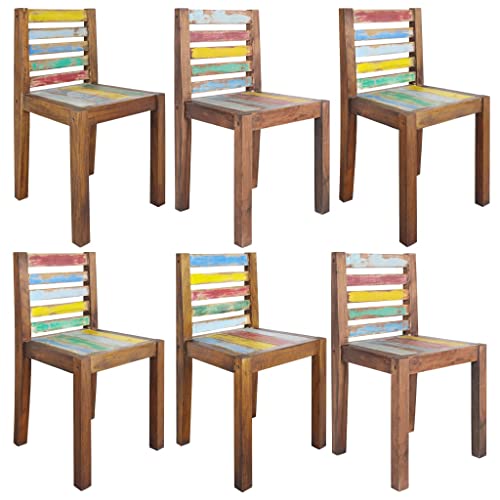 YuuSsea Esszimmerstühle 6er Set, Massivholz Stühle aus Altholz, recyceltem Teak und Mangoholz, handgefertigt für Küche und Esszimmer von YuuSsea