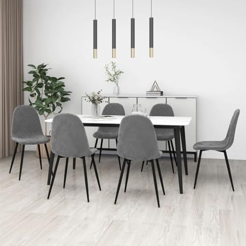 YuuSsea Esszimmerstühle 6er Set, Samt Hellgrau, Ergonomisch Geformt für Wohnzimmer, Moderne Küchenstühle mit Metallbeinen von YuuSsea