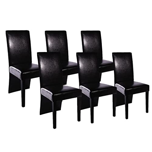 YuuSsea Esszimmerstühle 6er Set, Schwarz Kunstleder, Moderne Wohnzimmer Esszimmerstühle, Stabile Holzbeine, Komfortable Küchenstühle für Zuhause von YuuSsea