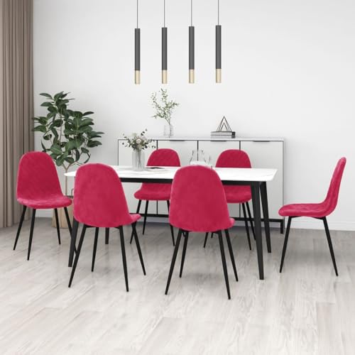 YuuSsea Esszimmerstühle 6er Set, Weinroter Samt, Metallbeine, Küchenstühle mit Hoher Rückenlehne, Komfortable Esszimmerstühle für Esszimmer, Wohnzimmer von YuuSsea