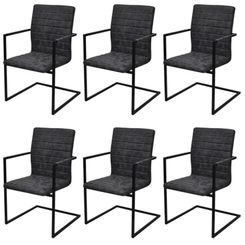 YuuSsea Esszimmerstühle Set, 6 Stück Freischwinger Schwarz Kunstleder, Modern Design, Hoher Komfort für Küche und Essbereich von YuuSsea