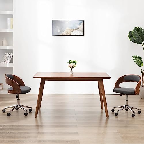 YuuSsea Esszimmerstuhl Drehbar Grau, Ergonomischer Stuhl mit Gepolstertem Stoffbezug, Bequemer Küchenstuhl mit Rollen, Moderner Holz Esszimmerstuhl für Zuhause von YuuSsea