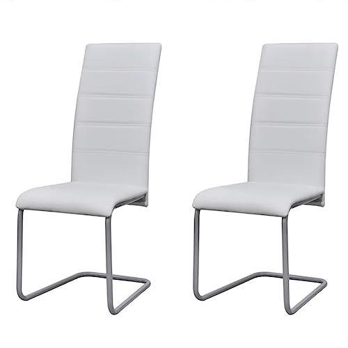 YuuSsea Freischwinger Esszimmerstühle, 2er Set, Modernes Design, Weißes Kunstleder für Küche & Esszimmer, Robuste Stahlrohrstruktur YuuSsea Freischwinger Esszimmerstühle, 2er Set, Modernes Design, Weißes Kunstleder für Küche & Esszimmer, Robuste Stahlrohrstruktur von YuuSsea
