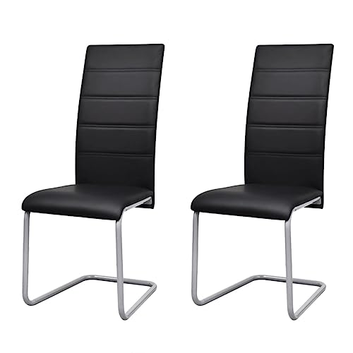 YuuSsea Freischwinger Esszimmerstühle, 2er-Set, Schwarz, Modernes Design, Kunstleder, Hohe Rückenlehne für Esszimmer, Küche, Büro von YuuSsea