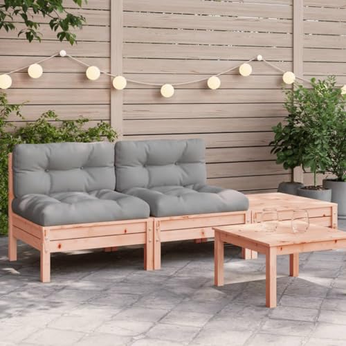 YuuSsea Gartensofa mit Kissen und Hocker, 2-Sitzer, aus massivem Douglasienholz, modular, für Terrasse, Garten, Balkon, Outdoor-Möbel von YuuSsea
