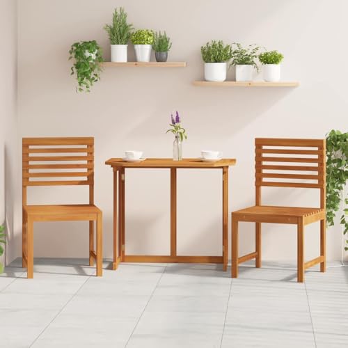 YuuSsea Gartenstuhl Akazie Massivholz, 2er-Set, ohne Armlehnen, robuste Outdoor-Stühle für Terrasse, Esszimmer & Balkon, langlebige Gartenmöbel, Braun von YuuSsea