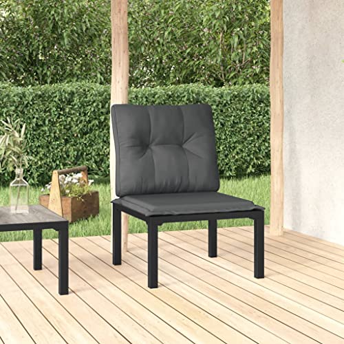 YuuSsea Gartenstuhl mit Kissen Schwarz, Modernes Poly Rattan für Außenbereiche, Bequemer Terrassenstuhl mit Stahlrahmen, Gartenmöbel Sitzgelegenheit von YuuSsea