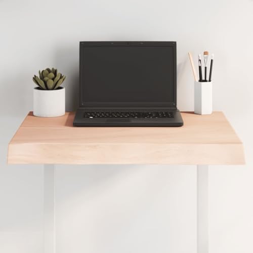 YuuSsea Massivholz Tischplatte 60x60cm Unbehandelt Eiche Natur Baumkante, Stärke 2-6cm, Langlebiger Holzplatte für Esstisch, Schreibtisch oder Bartisch von YuuSsea